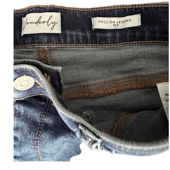 Wonderly jeggings 16P. Raw cuffs, light distressing, pockets, medium blue. VGUC - Picture 6 of 9